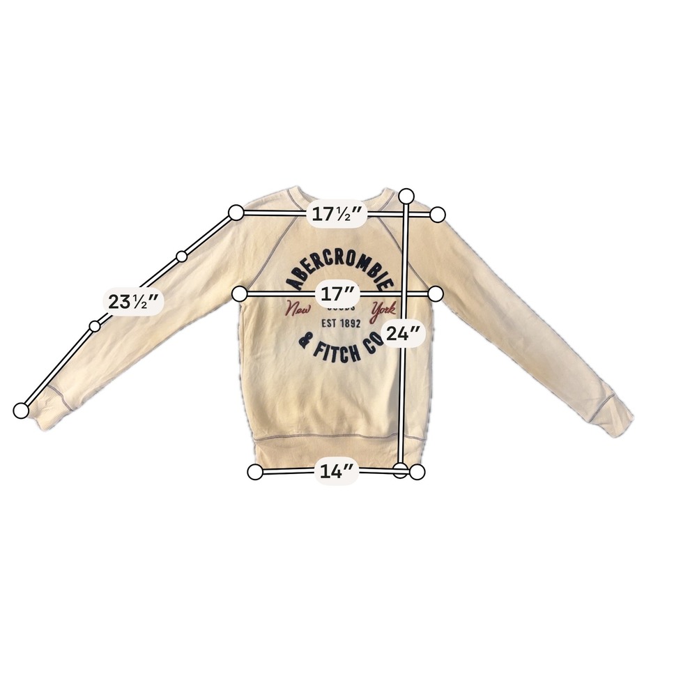 Y2K Style Abercrombie & Fitch Crewneck Long Sleeve Sweatshirt Womens XS White - Picture 10 of 10